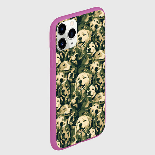 Чехол iPhone 11 Pro матовый Камуфляжные собаки / 3D-Фиолетовый – фото 2