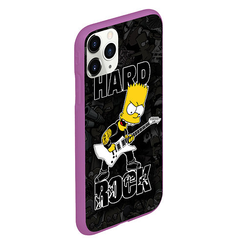 Чехол iPhone 11 Pro матовый Hard Rock барт симпсон / 3D-Фиолетовый – фото 2