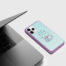 Чехол iPhone 11 Pro матовый Я тебя мур мур, цвет: 3D-фиолетовый — фото 2