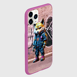 Чехол iPhone 11 Pro матовый Уличный лисёнок на своём районе, цвет: 3D-фиолетовый — фото 2