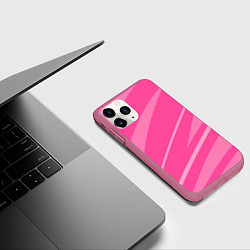 Чехол iPhone 11 Pro матовый Розовый однотонный абстракция с полосой, цвет: 3D-малиновый — фото 2