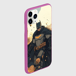 Чехол iPhone 11 Pro матовый Бэтмен и разрушенный город, цвет: 3D-фиолетовый — фото 2