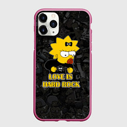 Чехол iPhone 11 Pro матовый Мэгги Симпсон love is Hard rock, цвет: 3D-малиновый