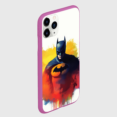 Чехол iPhone 11 Pro матовый Бэтмен в краске / 3D-Фиолетовый – фото 2
