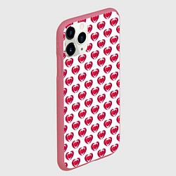 Чехол iPhone 11 Pro матовый Сердечки двойные, цвет: 3D-малиновый — фото 2