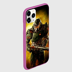 Чехол iPhone 11 Pro матовый Doom guy slayer, цвет: 3D-фиолетовый — фото 2