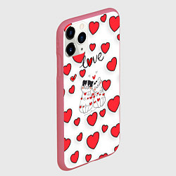 Чехол iPhone 11 Pro матовый Кошачья романтика, цвет: 3D-малиновый — фото 2