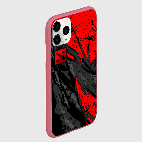Чехол iPhone 11 Pro матовый Дота 2 - красная абстракция / 3D-Малиновый – фото 2