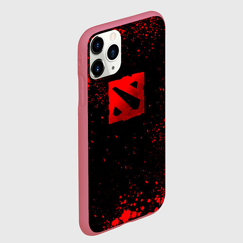 Чехол iPhone 11 Pro матовый Красные брызги - Dota 2 / 3D-Малиновый – фото 2
