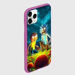 Чехол iPhone 11 Pro матовый Rick and Morty on the fly agaric planet, цвет: 3D-фиолетовый — фото 2