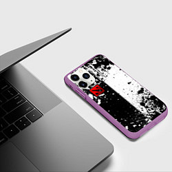 Чехол iPhone 11 Pro матовый Дота 2 - белые брызги, цвет: 3D-фиолетовый — фото 2