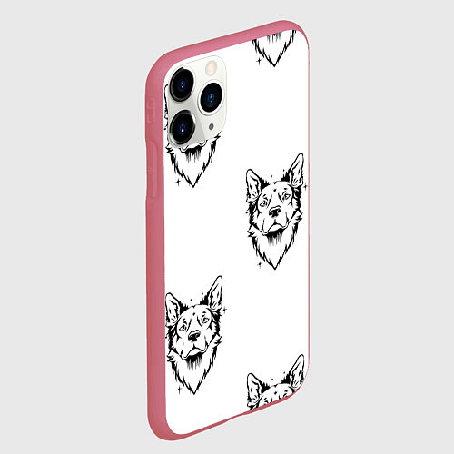 Чехол iPhone 11 Pro матовый Голова собаки / 3D-Малиновый – фото 2