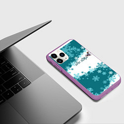 Чехол iPhone 11 Pro матовый Горы зовут сноуборд бирюза, цвет: 3D-фиолетовый — фото 2