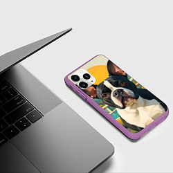 Чехол iPhone 11 Pro матовый Бульдог и лето, цвет: 3D-фиолетовый — фото 2