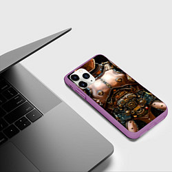 Чехол iPhone 11 Pro матовый Рыцарские доспехи фэнтези Стимпанк, цвет: 3D-фиолетовый — фото 2