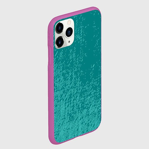 Чехол iPhone 11 Pro матовый Джинс с потертостями-зеленый / 3D-Фиолетовый – фото 2