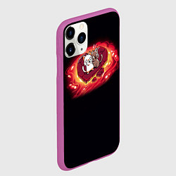 Чехол iPhone 11 Pro матовый Котики на раскаленном сердце, цвет: 3D-фиолетовый — фото 2