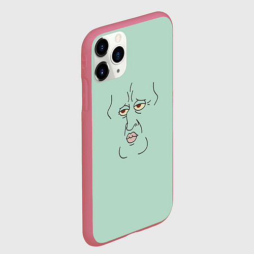 Чехол iPhone 11 Pro матовый Сквидвард Тентаклс гигачад мем / 3D-Малиновый – фото 2