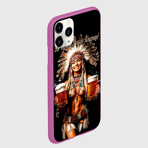 Чехол iPhone 11 Pro матовый Все дуреют с этой Америки / 3D-Фиолетовый – фото 2