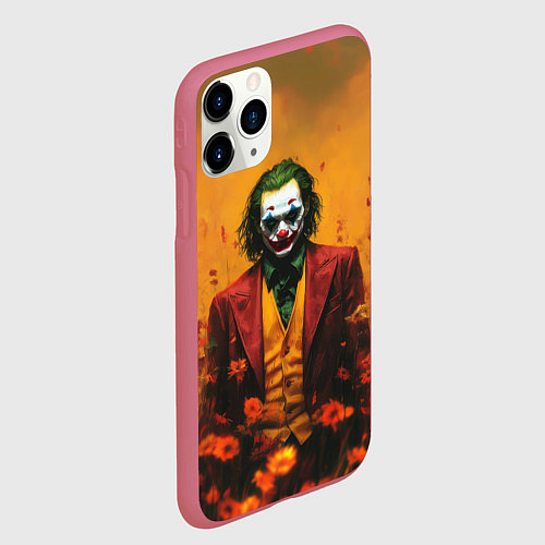 Чехол iPhone 11 Pro матовый Джокер в поле цветов / 3D-Малиновый – фото 2