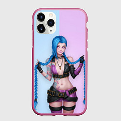 Чехол iPhone 11 Pro матовый League of Legends - Jinx, цвет: 3D-малиновый