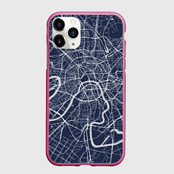 Чехол iPhone 11 Pro матовый Карта Москвы - столица России, цвет: 3D-малиновый