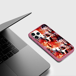 Чехол iPhone 11 Pro матовый Огненные перья, цвет: 3D-малиновый — фото 2