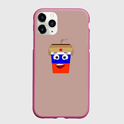 Чехол iPhone 11 Pro матовый Стаканчик с мордочкой, цвет: 3D-малиновый