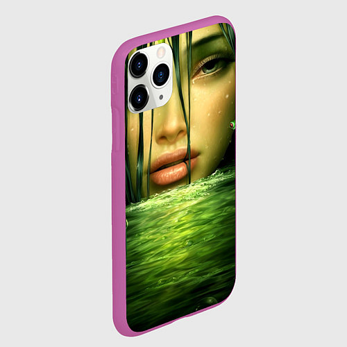 Чехол iPhone 11 Pro матовый Девушка tropic / 3D-Фиолетовый – фото 2