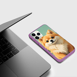 Чехол iPhone 11 Pro матовый Шпиц и пальмы, цвет: 3D-фиолетовый — фото 2
