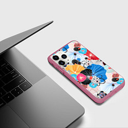 Чехол iPhone 11 Pro матовый Цветы - абстрактные узоры, цвет: 3D-малиновый — фото 2