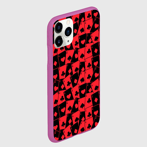 Чехол iPhone 11 Pro матовый Тузы черно-красные / 3D-Фиолетовый – фото 2