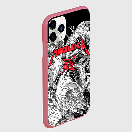 Чехол iPhone 11 Pro матовый Metallica - rats and crows / 3D-Малиновый – фото 2