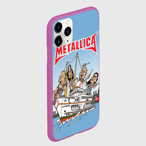 Чехол iPhone 11 Pro матовый Metallica - on the ship / 3D-Фиолетовый – фото 2