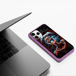 Чехол iPhone 11 Pro матовый Metallica - electric skeleton, цвет: 3D-фиолетовый — фото 2