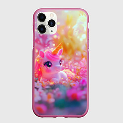 Чехол iPhone 11 Pro матовый Маленькая милая единорожка, цвет: 3D-малиновый