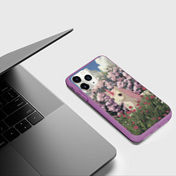 Чехол iPhone 11 Pro матовый Единорог на фоне сирени, цвет: 3D-фиолетовый — фото 2