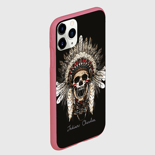 Чехол iPhone 11 Pro матовый Cherokee Indian / 3D-Малиновый – фото 2