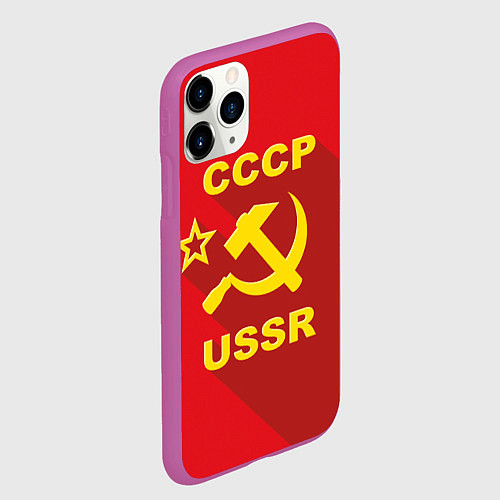 Чехол iPhone 11 Pro матовый СССР серп и молот / 3D-Фиолетовый – фото 2