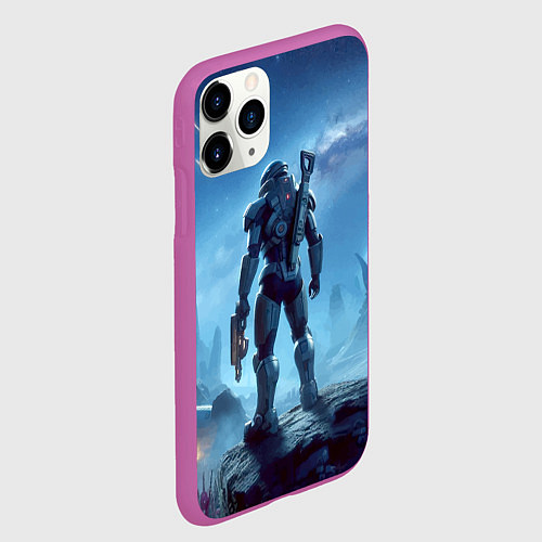 Чехол iPhone 11 Pro матовый Mass Effect - ai art fantasy / 3D-Фиолетовый – фото 2