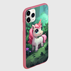 Чехол iPhone 11 Pro матовый Единорожка с розовой гривой, цвет: 3D-малиновый — фото 2
