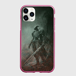 Чехол iPhone 11 Pro матовый Элитный воин-скелет, цвет: 3D-малиновый