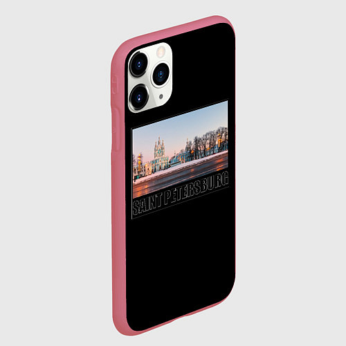 Чехол iPhone 11 Pro матовый Санкт-Петербург Смольный собор / 3D-Малиновый – фото 2