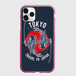 Чехол iPhone 11 Pro матовый Токио путешествие в Японию, цвет: 3D-малиновый