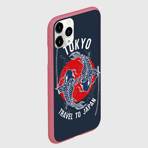 Чехол iPhone 11 Pro матовый Токио путешествие в Японию / 3D-Малиновый – фото 2