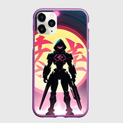 Чехол iPhone 11 Pro матовый Воин аниме, цвет: 3D-фиолетовый