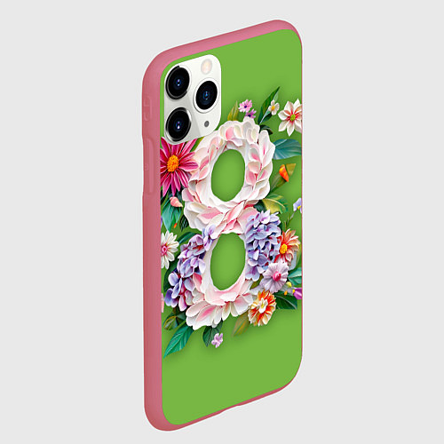 Чехол iPhone 11 Pro матовый Цветы - 8 марта / 3D-Малиновый – фото 2