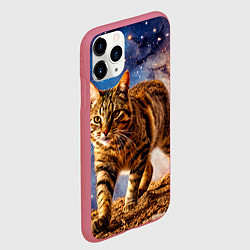 Чехол iPhone 11 Pro матовый Пиксибоб в космосе, цвет: 3D-малиновый — фото 2