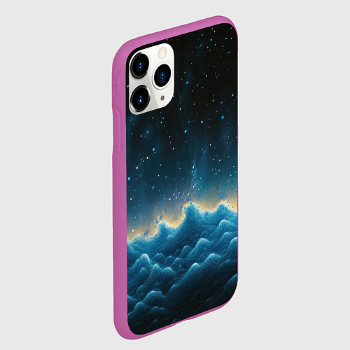 Чехол iPhone 11 Pro матовый Облака и черное небо текстура / 3D-Фиолетовый – фото 2