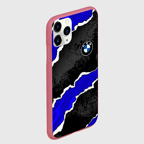 Чехол iPhone 11 Pro матовый BMW - синие разрывы / 3D-Малиновый – фото 2